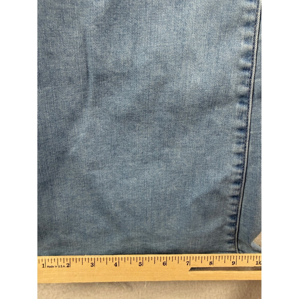 American Eagle Super Hi-Rise Flare Jeans Womens 10 Light Wash Distressed Raw Hem - Picture 5 of 10